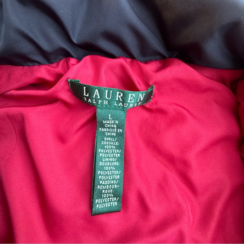 Lauren Ralph Lauren Black Quilted Vest with Red Trim - Picture 5 of 6